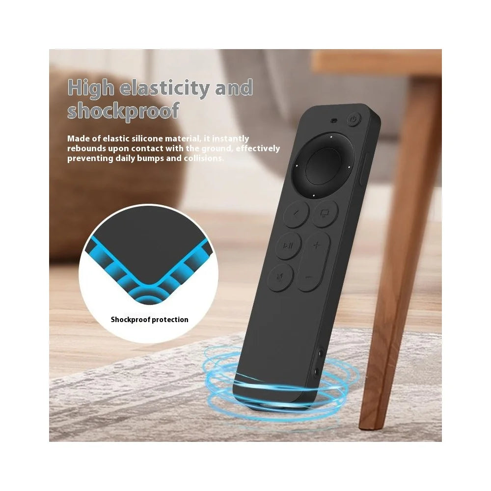 For Apple TV 7th Generation / 6th Generation Remote Control Case Full Cover Silicone Protective Cover with Lanyard - Black - 3