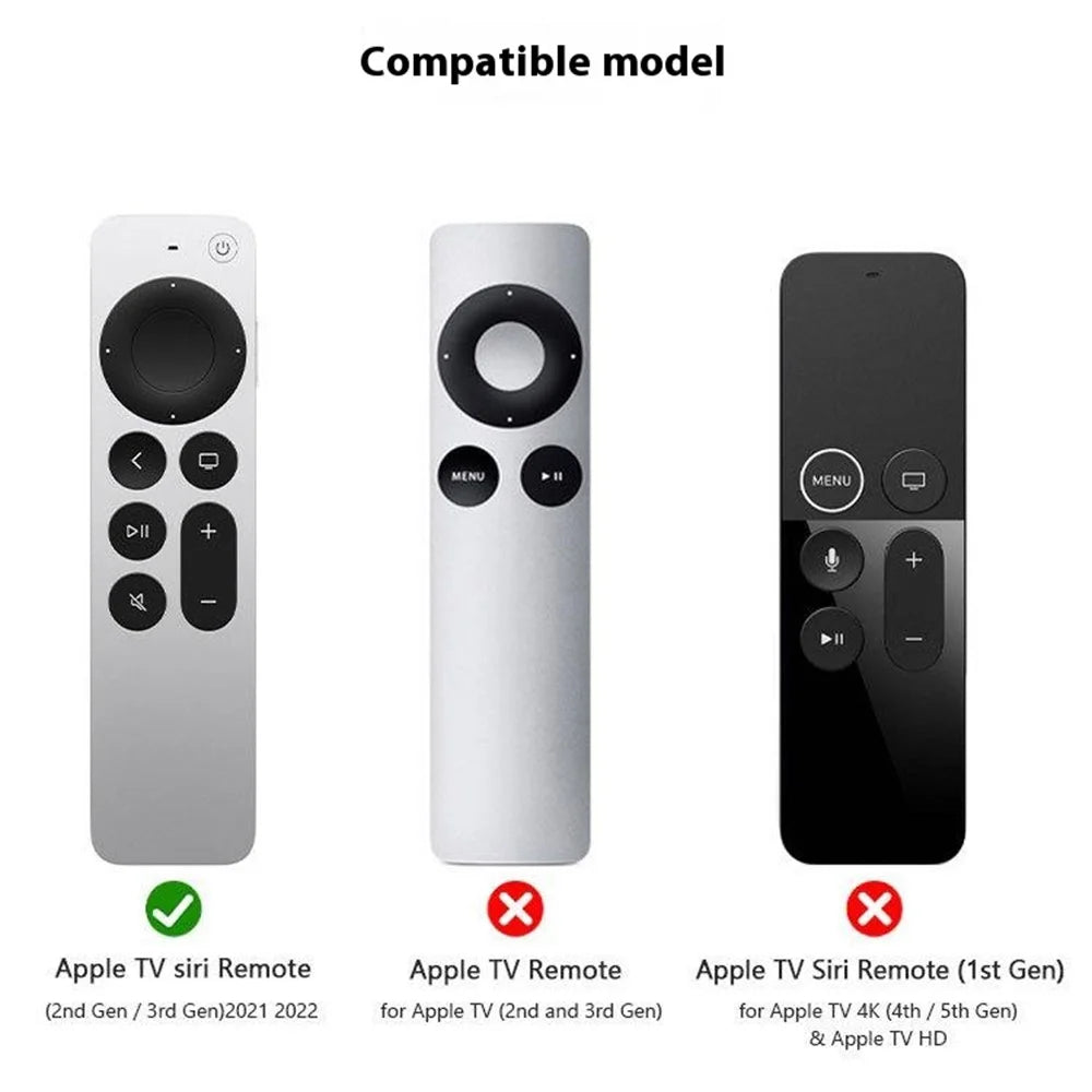 For Apple TV 7th Generation / 6th Generation Remote Control Case Full Cover Silicone Protective Cover with Lanyard - Black - 6