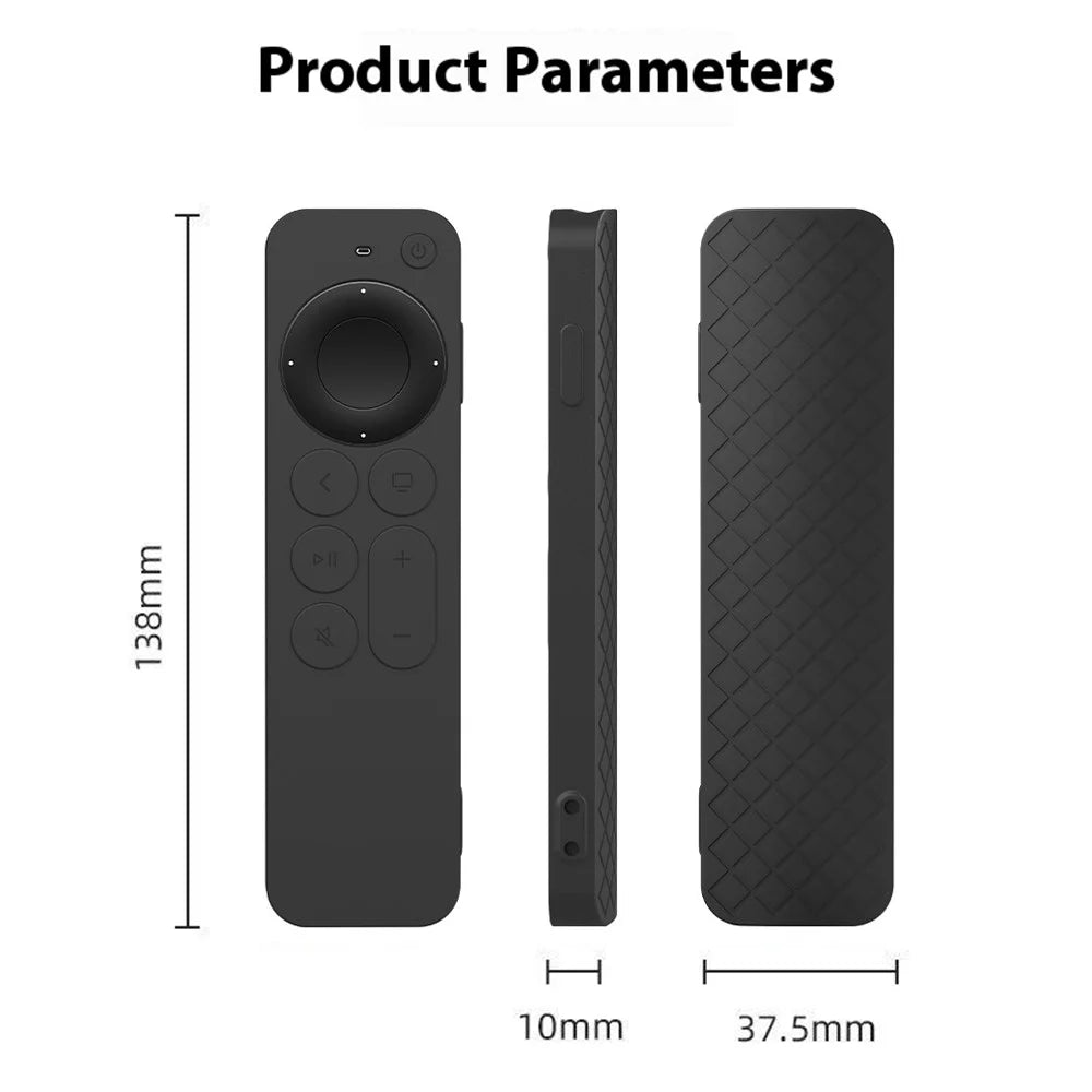 For Apple TV 7th Generation / 6th Generation Remote Control Case Full Cover Silicone Protective Cover with Lanyard - Black - 7