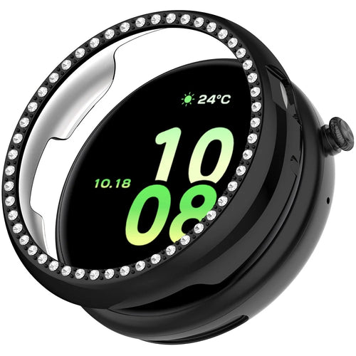 IVY-B39 For Honor Watch Fit Vitality Edition PC Watch Case Rhinestone Decor Hollow Protective Cover - Electroplating Black - 1