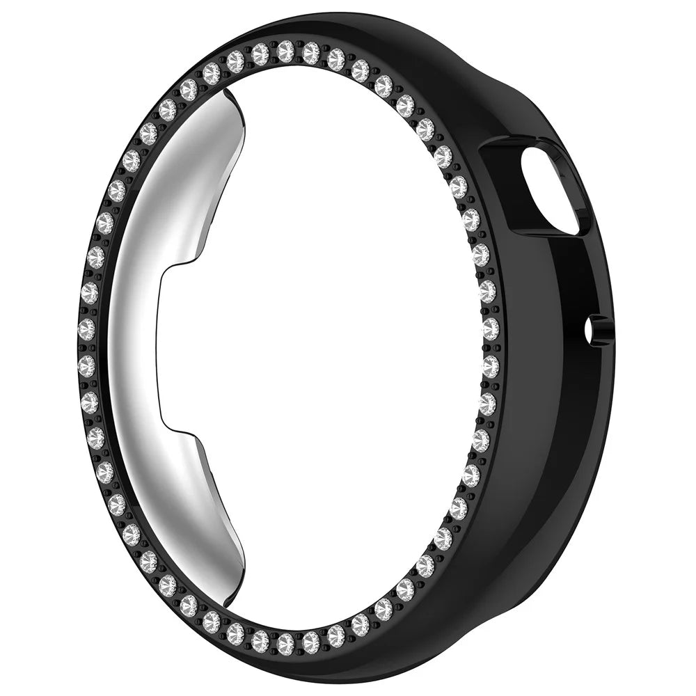 IVY-B39 For Honor Watch Fit Vitality Edition PC Watch Case Rhinestone Decor Hollow Protective Cover - Electroplating Black - 2