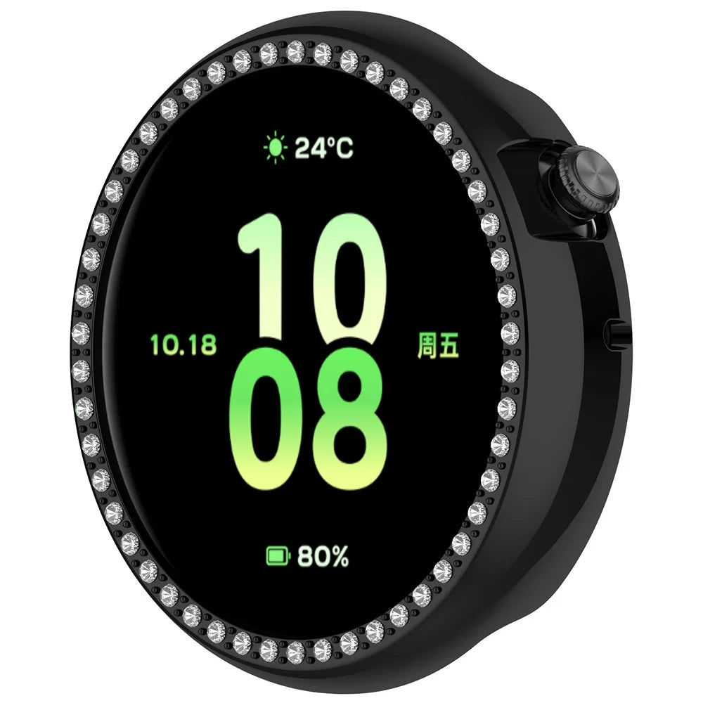 IVY-B39 For Honor Watch Fit Vitality Edition PC Watch Case Rhinestone Decor Hollow Protective Cover - Electroplating Black - 5