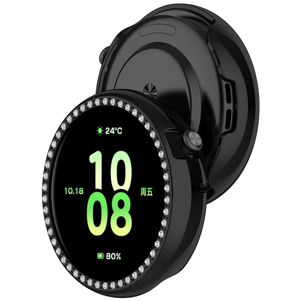 IVY-B39 For Honor Watch Fit Vitality Edition PC Watch Case Rhinestone Decor Hollow Protective Cover - Electroplating Black - 6