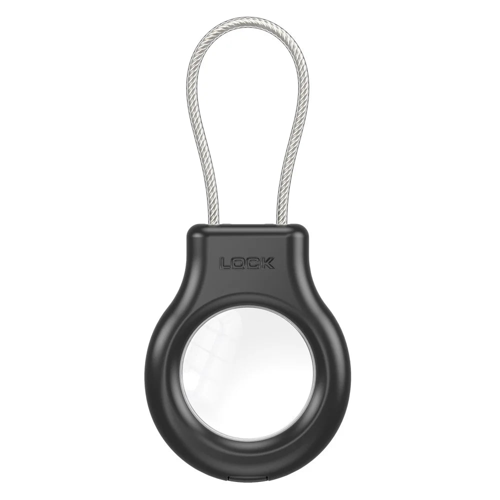 CM01 For Apple AirTag Magnetic Protective Case Alloy Shockproof Hanging Cover with Stainless Steel Wire - Black - 3