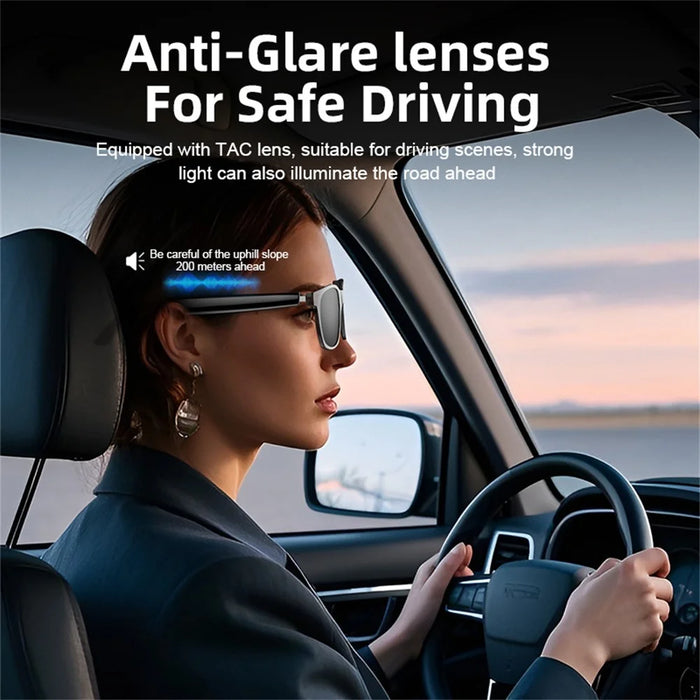A11 AI Smart Bluetooth-compatible Glasses Multi Language Translation Video Call Cycling Sunglasses - Grey - 5
