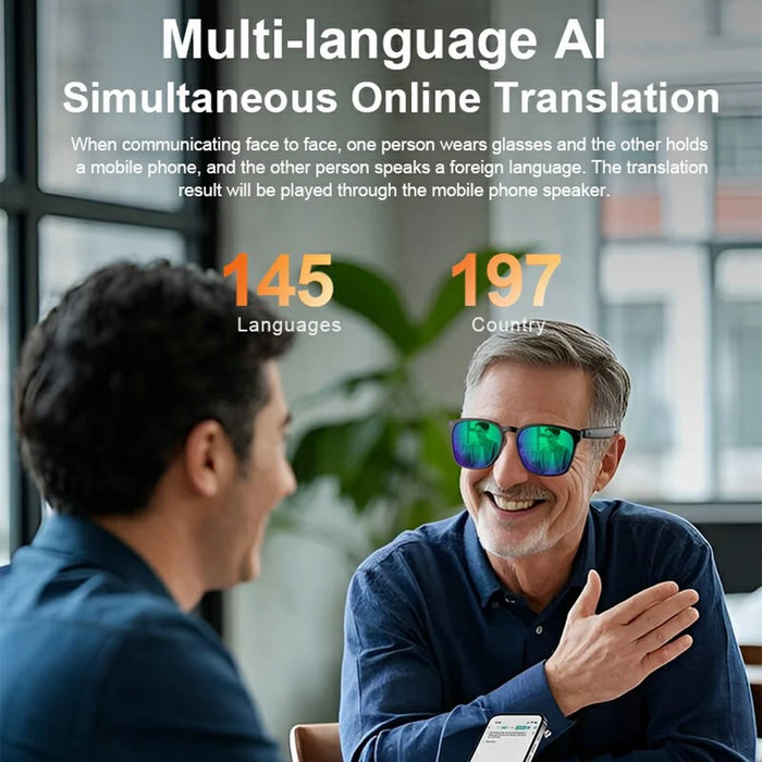 A10 AI Smart Bluetooth-compatible Driving Sunglasses Real Time Translation Multi Language Interpreter - Black - 3