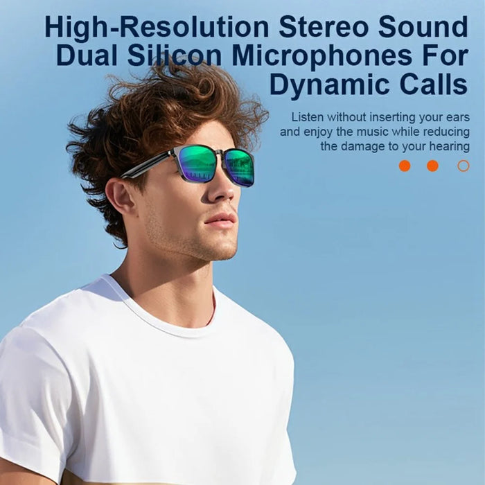 A10 AI Smart Bluetooth-compatible Driving Sunglasses Real Time Translation Multi Language Interpreter - Black - 4