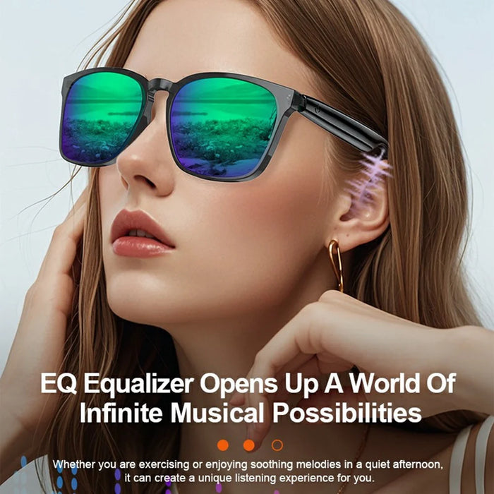 A10 AI Smart Bluetooth-compatible Driving Sunglasses Real Time Translation Multi Language Interpreter - Black - 6