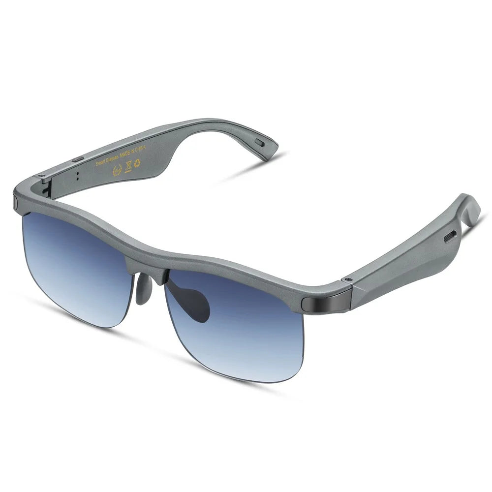 GL1 Real Time Translation Bluetooth-compatible AI Smart Glasses UV Protection Music Sunglasses - Titanium Grey - 1