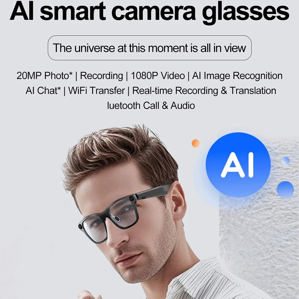 S336 AI Translator Smart Glasses Bluetooth-compatible Calling 5MP Anti Shake Video Recording Cam - 5