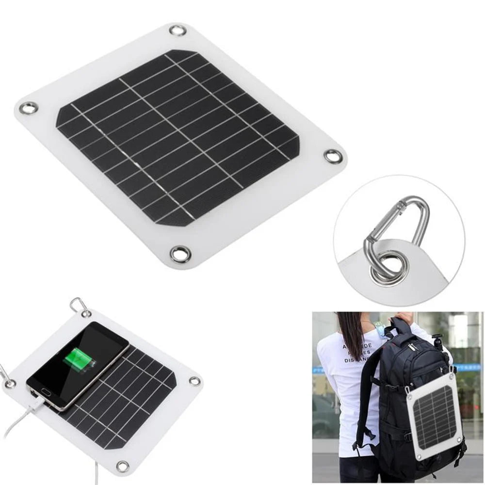 5W High Efficiency Waterproof Solar Panel USB Charger Portable Outdoor Power Supply - 2