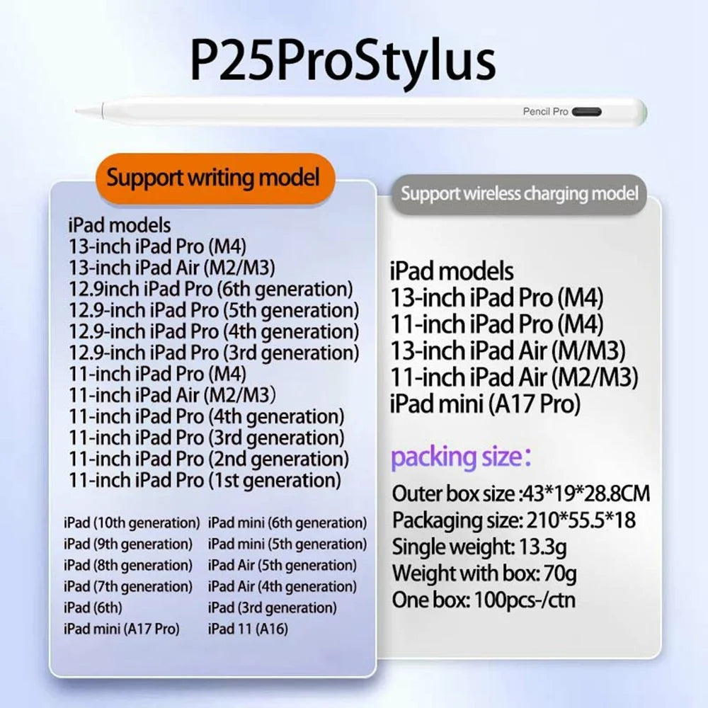 P25Pro Capacitive Stylus Pen Wireless Magnetic Charging Drawing Touchscreen Pencil Anti-Mistouch Writing Stylus for iPad - 2