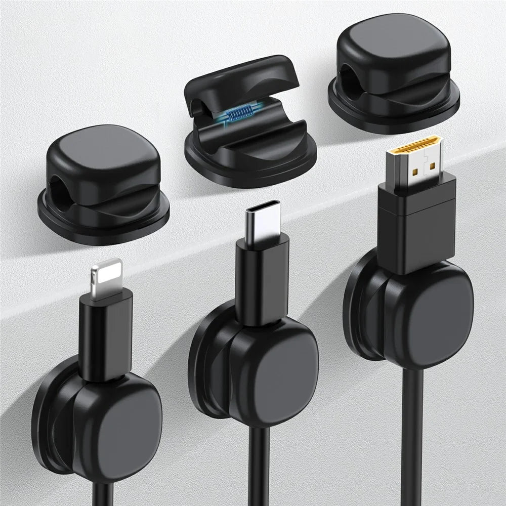 AHASTYLE WG178 6Pcs Mechanical Keycap Design Cable Management Organizer Adhesive Silicone Wire Clips - Black - 1
