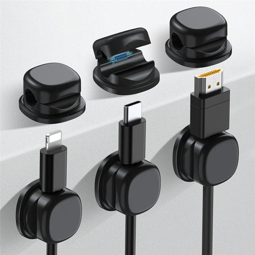 AHASTYLE WG178 6Pcs Mechanical Keycap Design Cable Management Organizer Adhesive Silicone Wire Clips - Black - 1