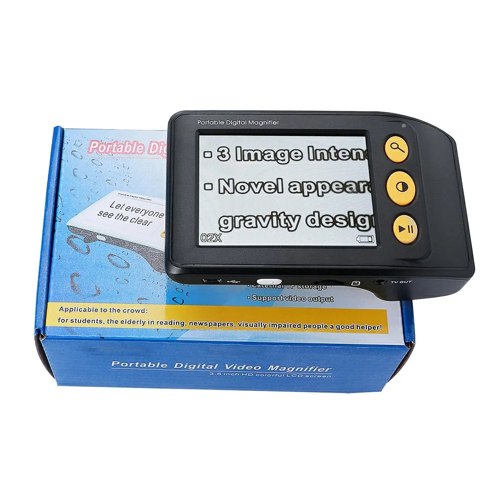 YS008 3.5 Inch Electronic Visual Aid 2-25X Magnifier for Low Vision Reading Newspaper Books - Black - 1