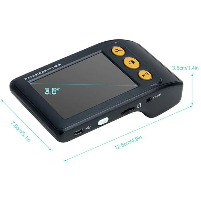 YS008 3.5 Inch Electronic Visual Aid 2-25X Magnifier for Low Vision Reading Newspaper Books - Black - 7