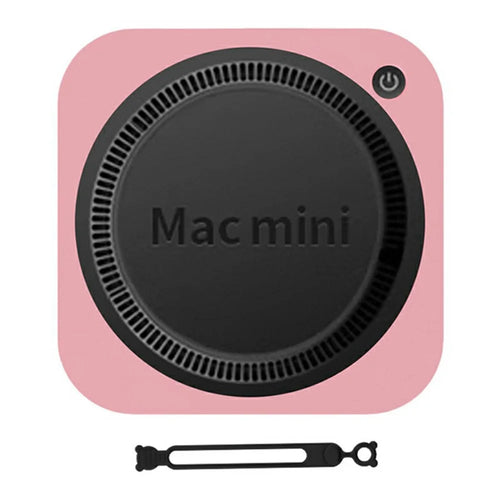 For Mac Mini M4 / M4 Pro Silicone Protective Case Shock Absorbent with Cable Management Strap - Pink - 1