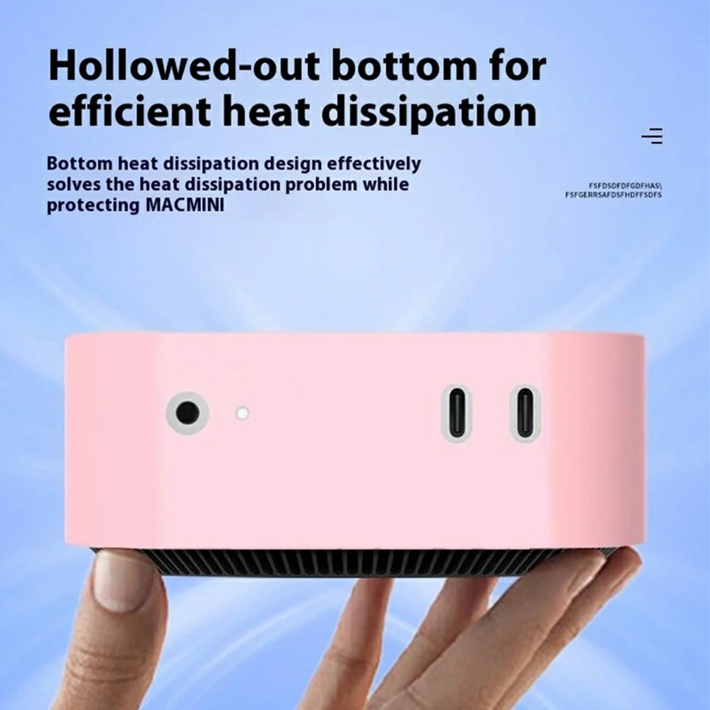 For Mac Mini M4 / M4 Pro Silicone Protective Case Shock Absorbent with Cable Management Strap - Pink - 2