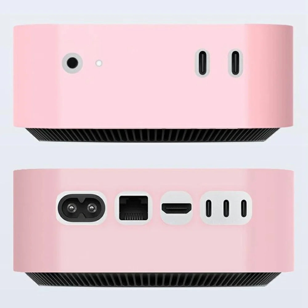 For Mac Mini M4 / M4 Pro Silicone Protective Case Shock Absorbent with Cable Management Strap - Pink - 3
