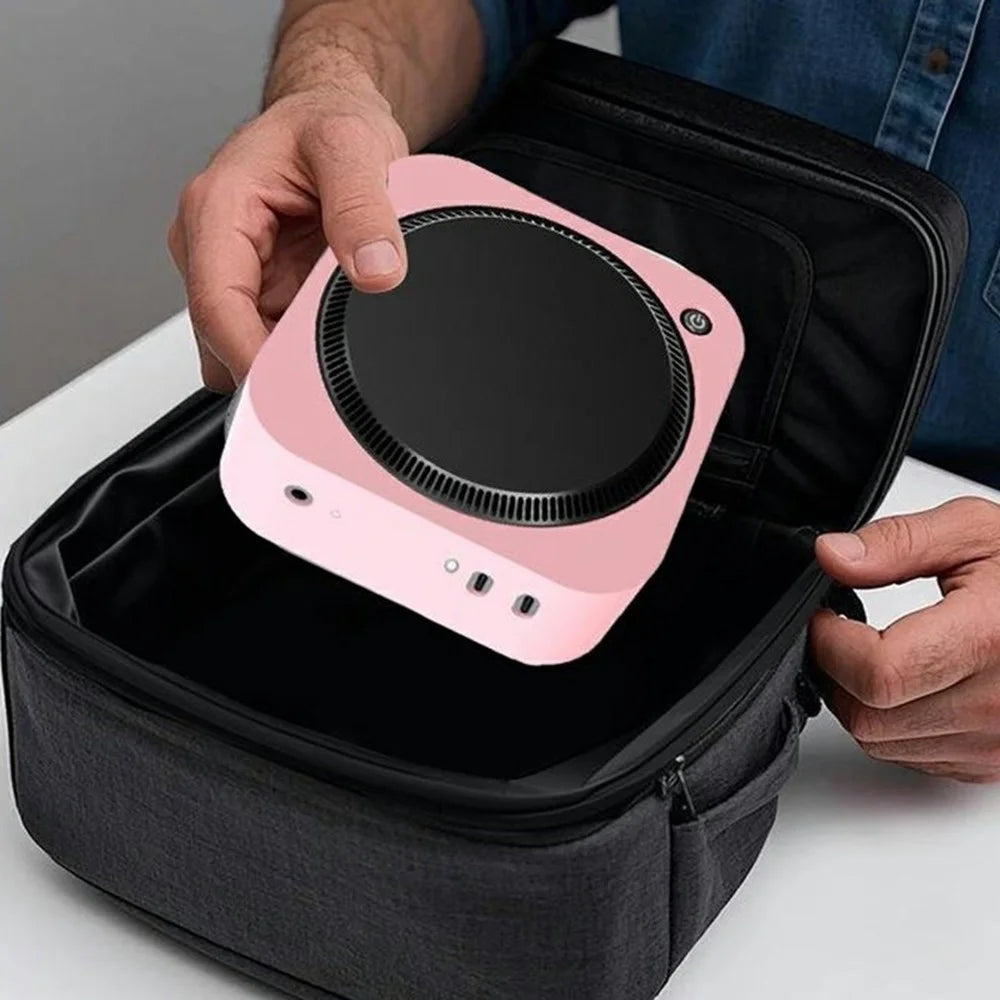 For Mac Mini M4 / M4 Pro Silicone Protective Case Shock Absorbent with Cable Management Strap - Pink - 4