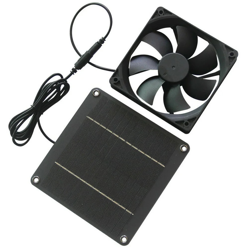 DC 5521 Female Connector 4W 12V Monocrystalline Solar Panel with Fan Portable Outdoor Power Supply - 1
