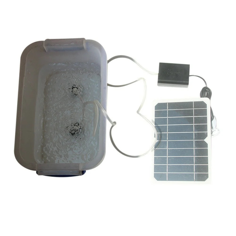 Solar Oxygen Pump Kit 5W Solar Panel with Oxygenator for Fish Tank Solar Powered Oxygen Aerator - 6