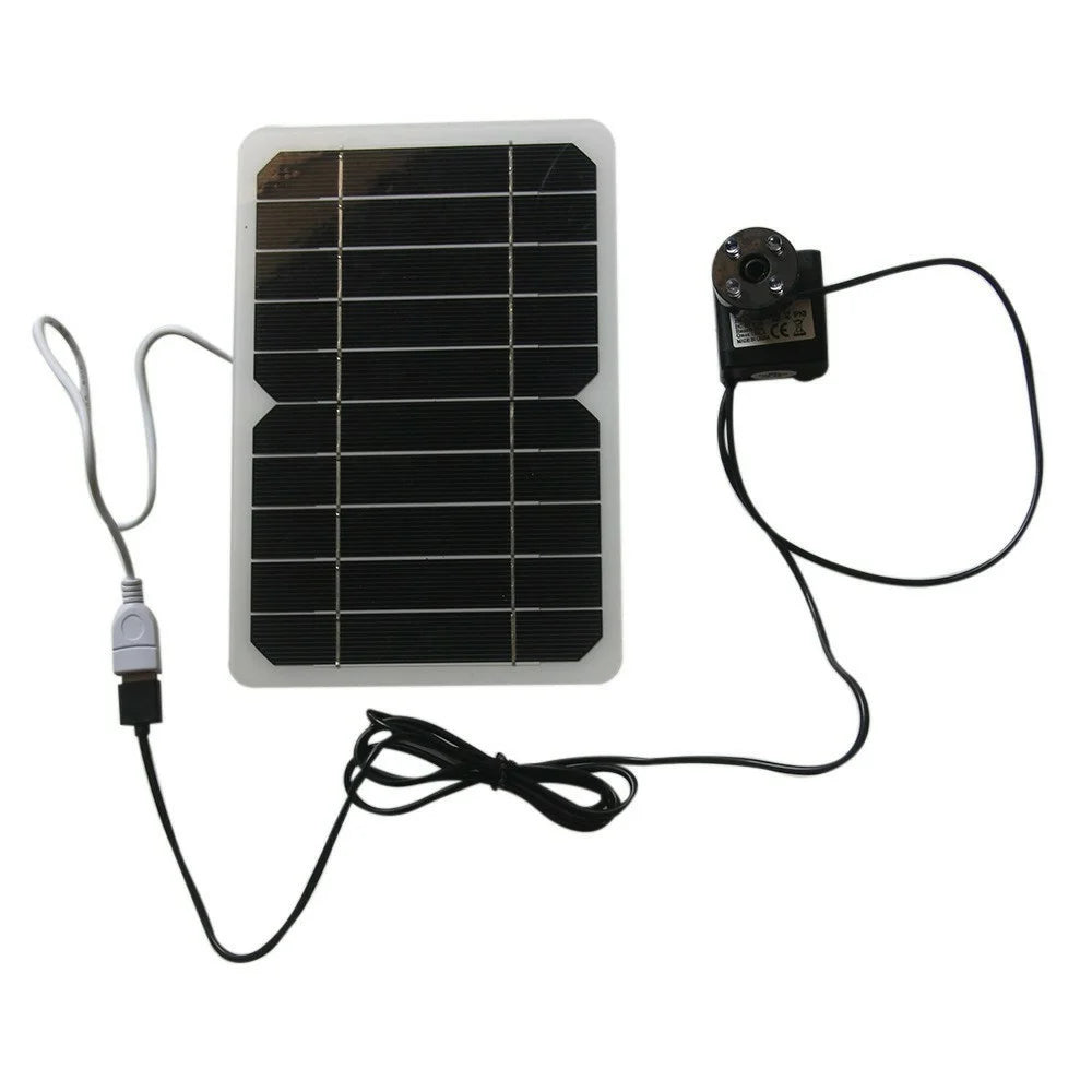 5W Solar Panel USB Output Portable Water Pump with LED Light for Outdoor Fountain Small Pond - 1