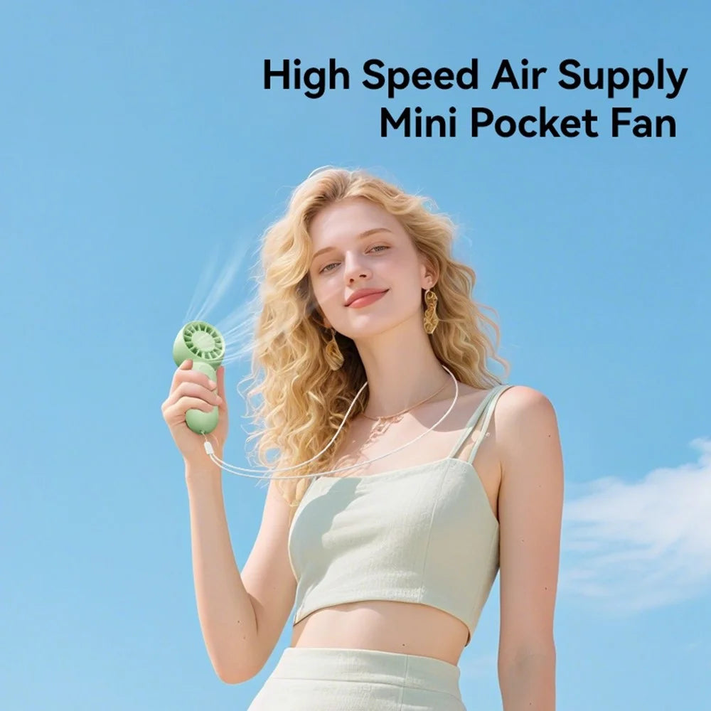 USAMS ZB354 Mini Pocket Fan Portable USB Rechargeable 3 Speed Settings Handheld Cooling Fan - Green - 5