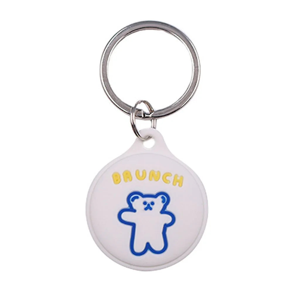 For Apple AirTag Tracker Silicone Protective Case Cartoon Cute Design Scratch Resistant Shockproof Cover - White Bear - 1