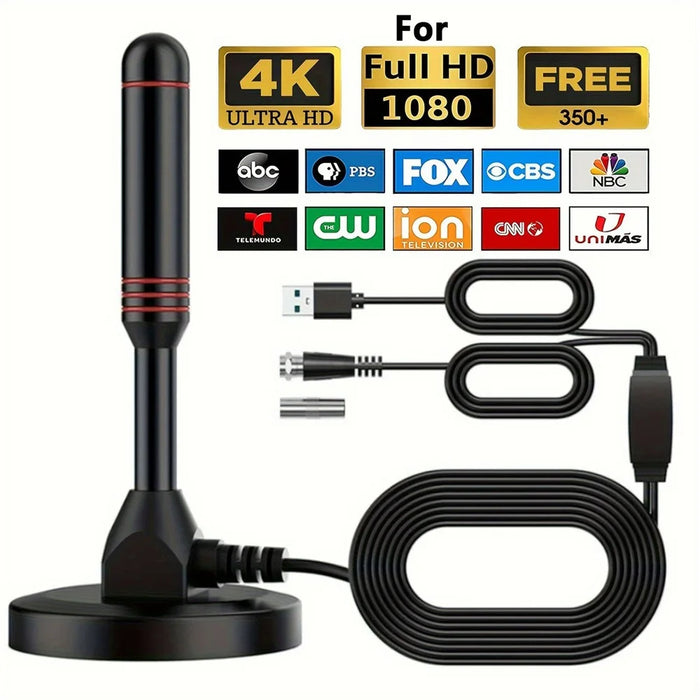TV Antenna VHF UHF 4K High Gain Signal Receiver with Amplifier ATSC DVB-T Compatible - 2