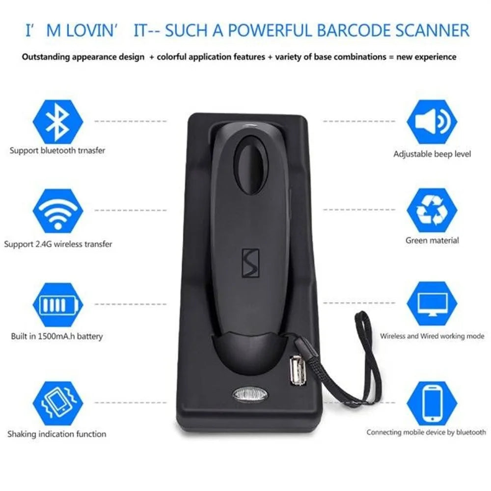 R40 Multifunctional Bluetooth-Compatible 2.4G Scanner with Base for 2D QR Code Barcode - 3