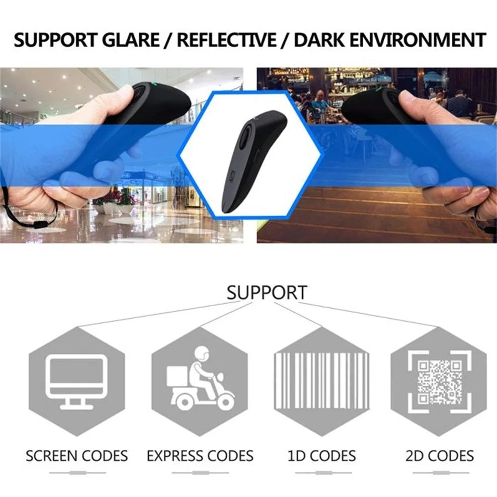 R40 Multifunctional Bluetooth-Compatible 2.4G Scanner with Base for 2D QR Code Barcode - 6