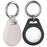 AHASTYLE PT155 2Pcs Silicone Case for AirTag , Pet Collar Holder Protective Cover Holder with Keychains - Black + Pink - 2