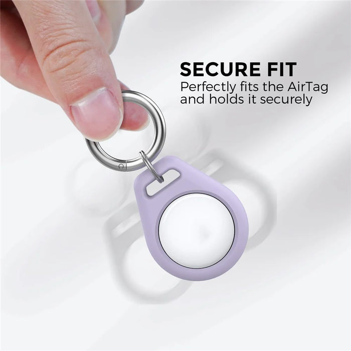 AHASTYLE PT155 4Pcs Silicone Case for AirTag , Pet Collar Holder Protective Cover Holder with Keychains - Purple x 2 + Pink x 2 - 4