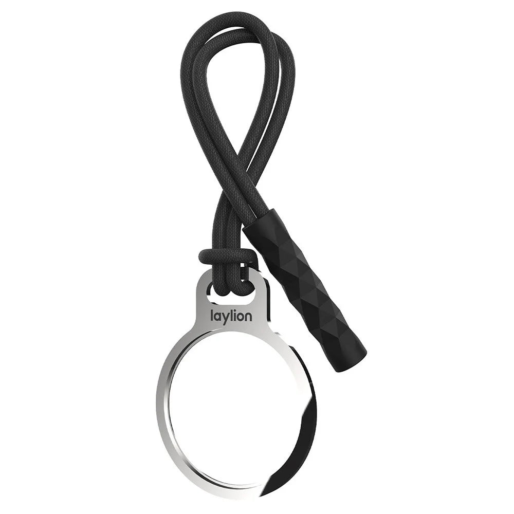 LAYLION L201 For Apple AirTag Case Stainless Steel Mirror Surface Protective Cover - with Lanyard - 1