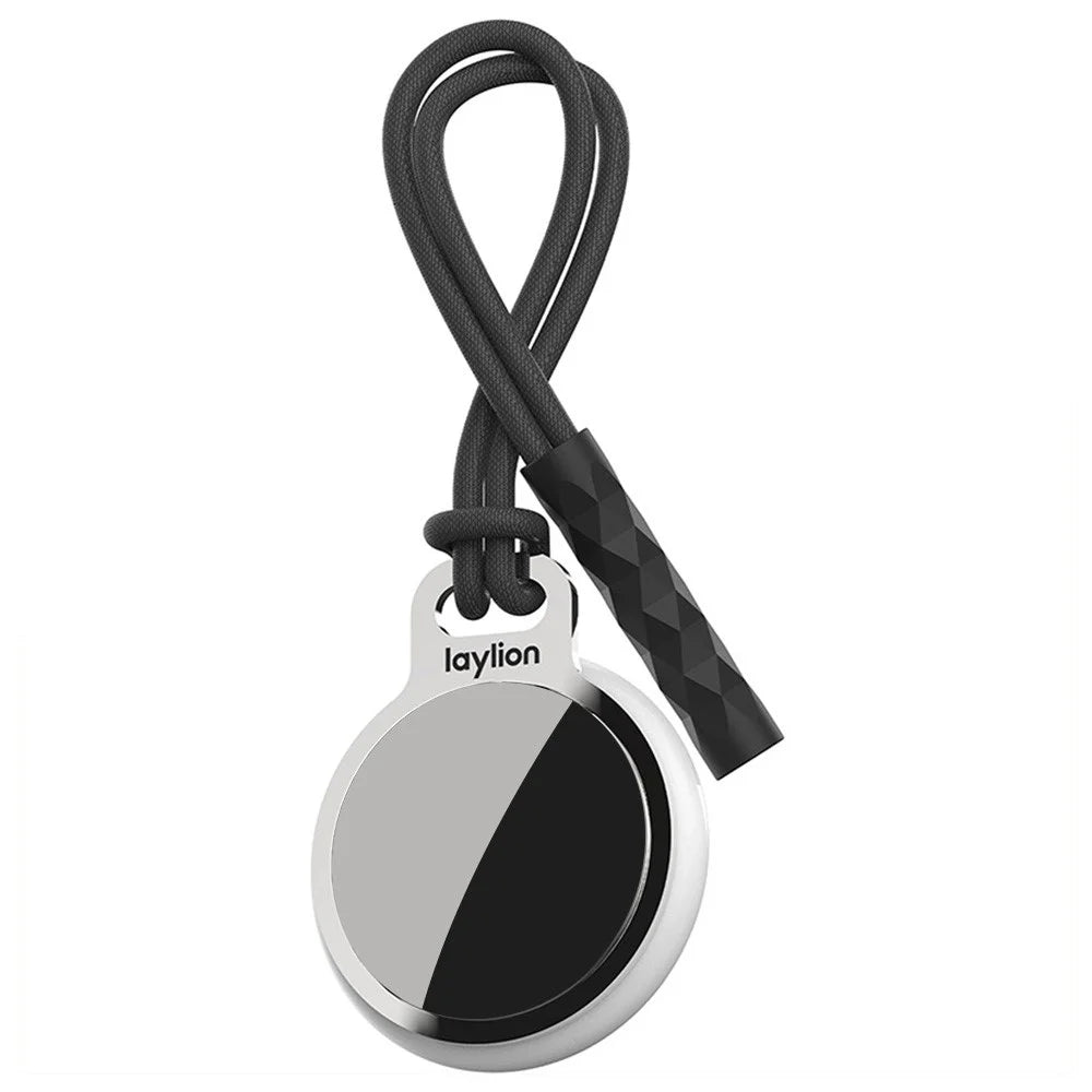 LAYLION L201 For Apple AirTag Case Stainless Steel Mirror Surface Protective Cover - with Lanyard - 2