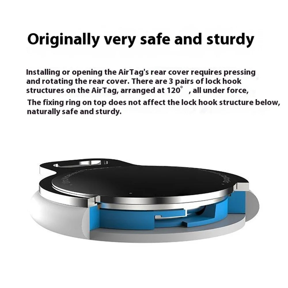 LAYLION L201 For Apple AirTag Case Stainless Steel Mirror Surface Protective Cover - with Lanyard - 3