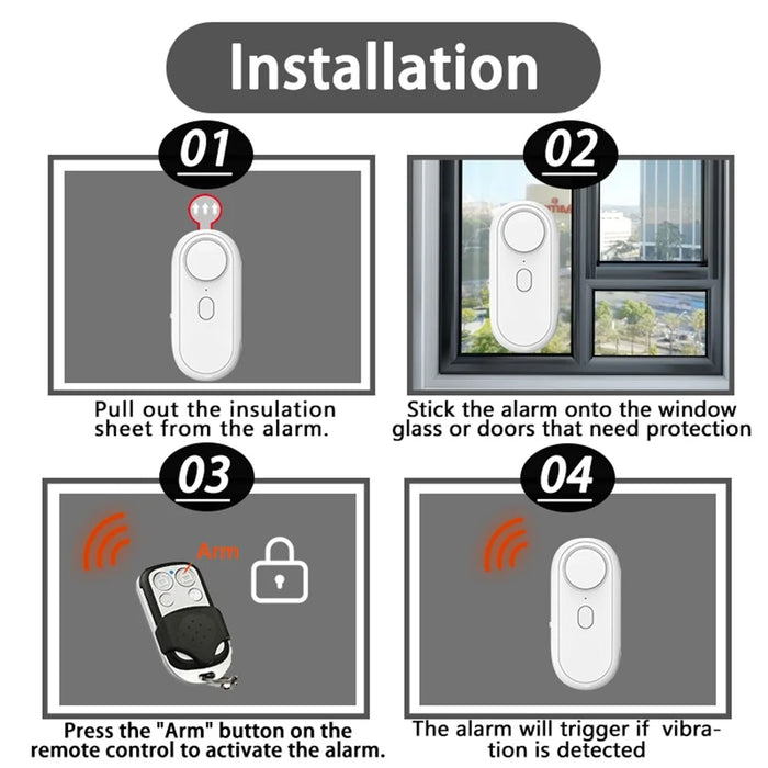 M001 Wireless Door Window Alarm Sensor High Decibel Security System for Home / Office / Shop - 6