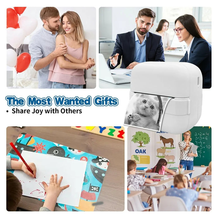 X18 Portable Inkless Thermal Printer 200DPI Bluetooth-compatible Mini Pocket Printer, Standard Version - White - 4