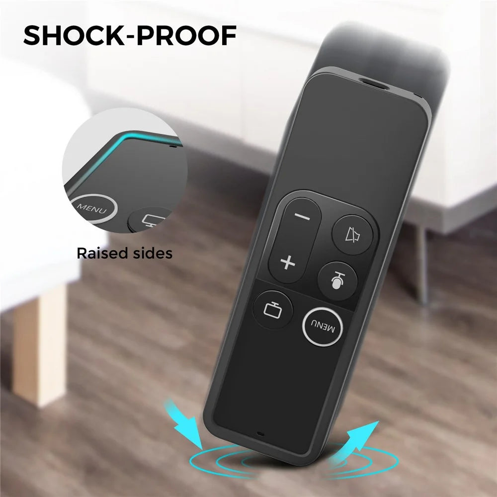 AHASTYLE PT157 Silicone Case For Apple TV HD Remote (4th Gen) / AirTag , 2 in 1 Anti-Slip Protective Cover - Black - 4