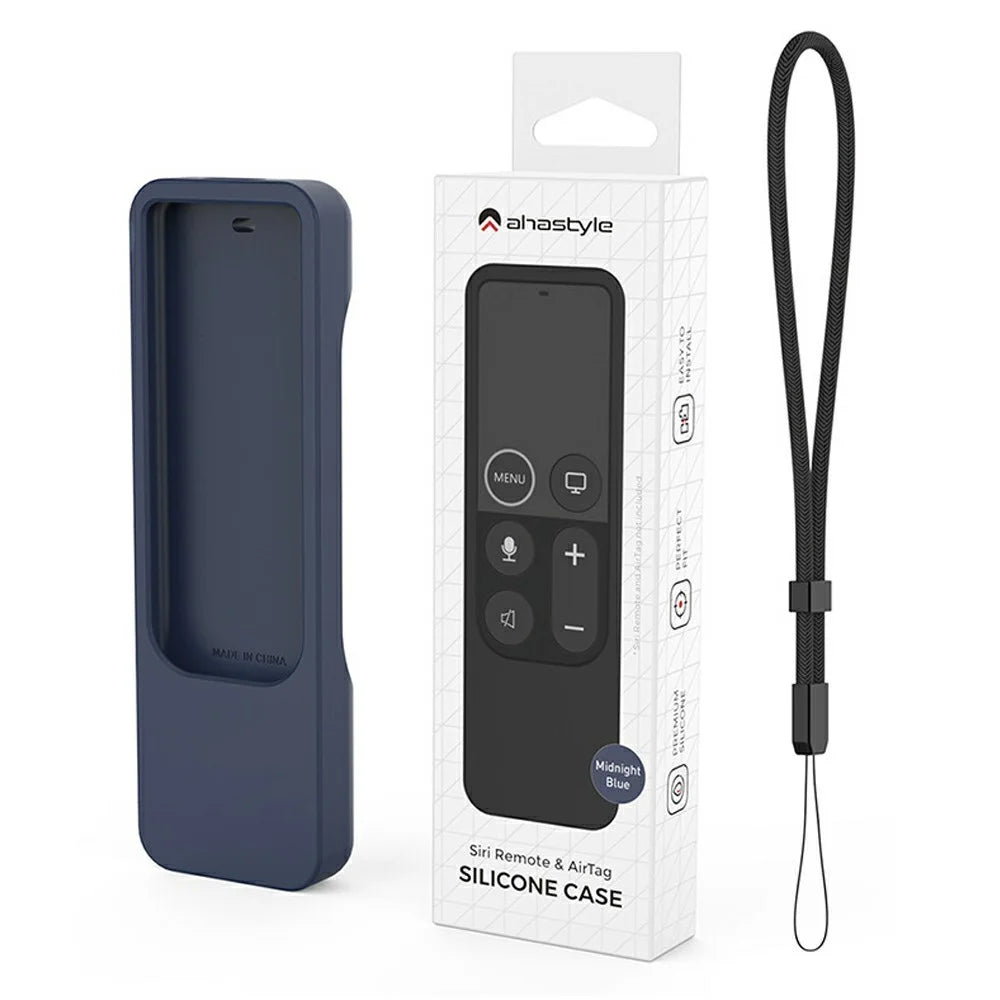 AHASTYLE PT157 Silicone Case For Apple TV HD Remote (4th Gen) / AirTag , 2 in 1 Anti-Slip Protective Cover - Black - 5