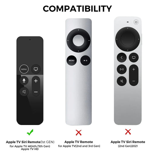 AHASTYLE PT175 Silicone Case For Apple TV 4K (4th Gen / 5th Gen) / TV HD / AirTag , 2 in 1 Skin-Friendly Protective Cover - Black - 2