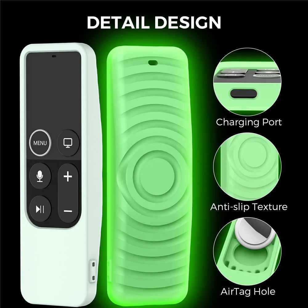 AHASTYLE PT175 Silicone Case For Apple TV 4K (4th Gen / 5th Gen) / TV HD / AirTag , 2 in 1 Skin-Friendly Protective Cover - Black - 3