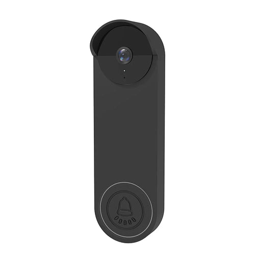 For Google Nest Wireless Doorbell Silicone Case Protective Cover Slip-On Weather Resistant - Black - 1