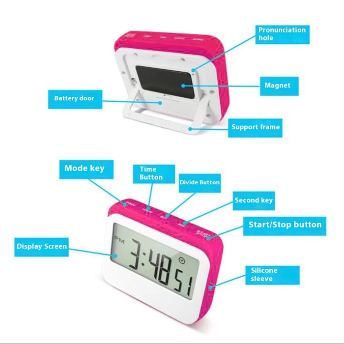 320 Large Screen Kitchen Timer Countdown Alarm Clock Reminder for Students / Cooking - Rose - 6