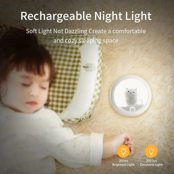 K610 Smart Motion Sensor Night Light Wireless Magnetic Round LED Lamp for Cabinet / Stairs / Hallway Wall Light - White - 5
