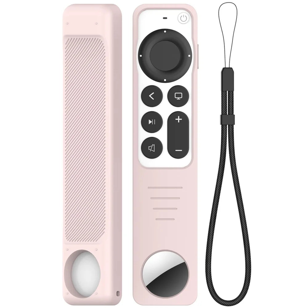 AHASTYLE PT158 For Apple TV Remote / AirTag Silicone Case 2 in 1 Anti Slip Protective Cover - Pink - 1