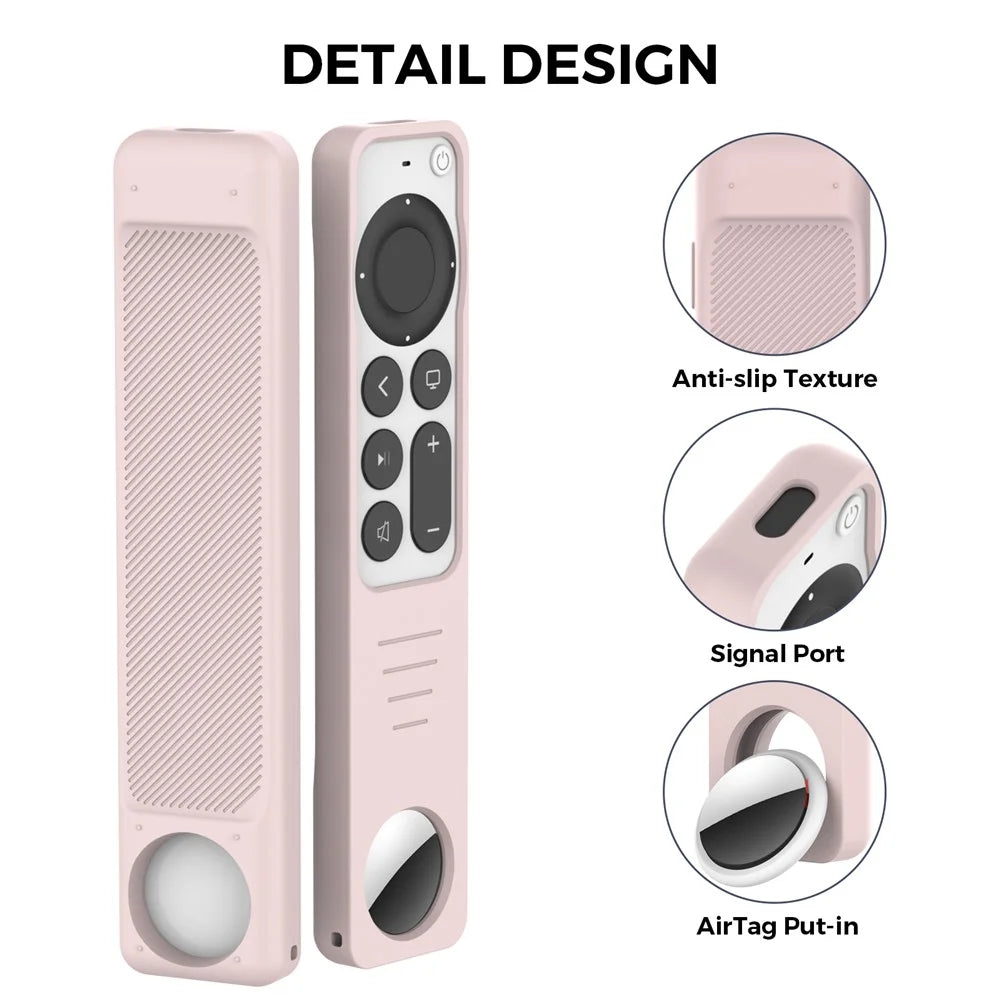 AHASTYLE PT158 For Apple TV Remote / AirTag Silicone Case 2 in 1 Anti Slip Protective Cover - Pink - 4