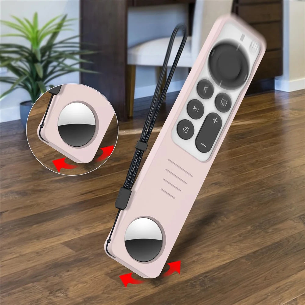 AHASTYLE PT158 For Apple TV Remote / AirTag Silicone Case 2 in 1 Anti Slip Protective Cover - Pink - 5