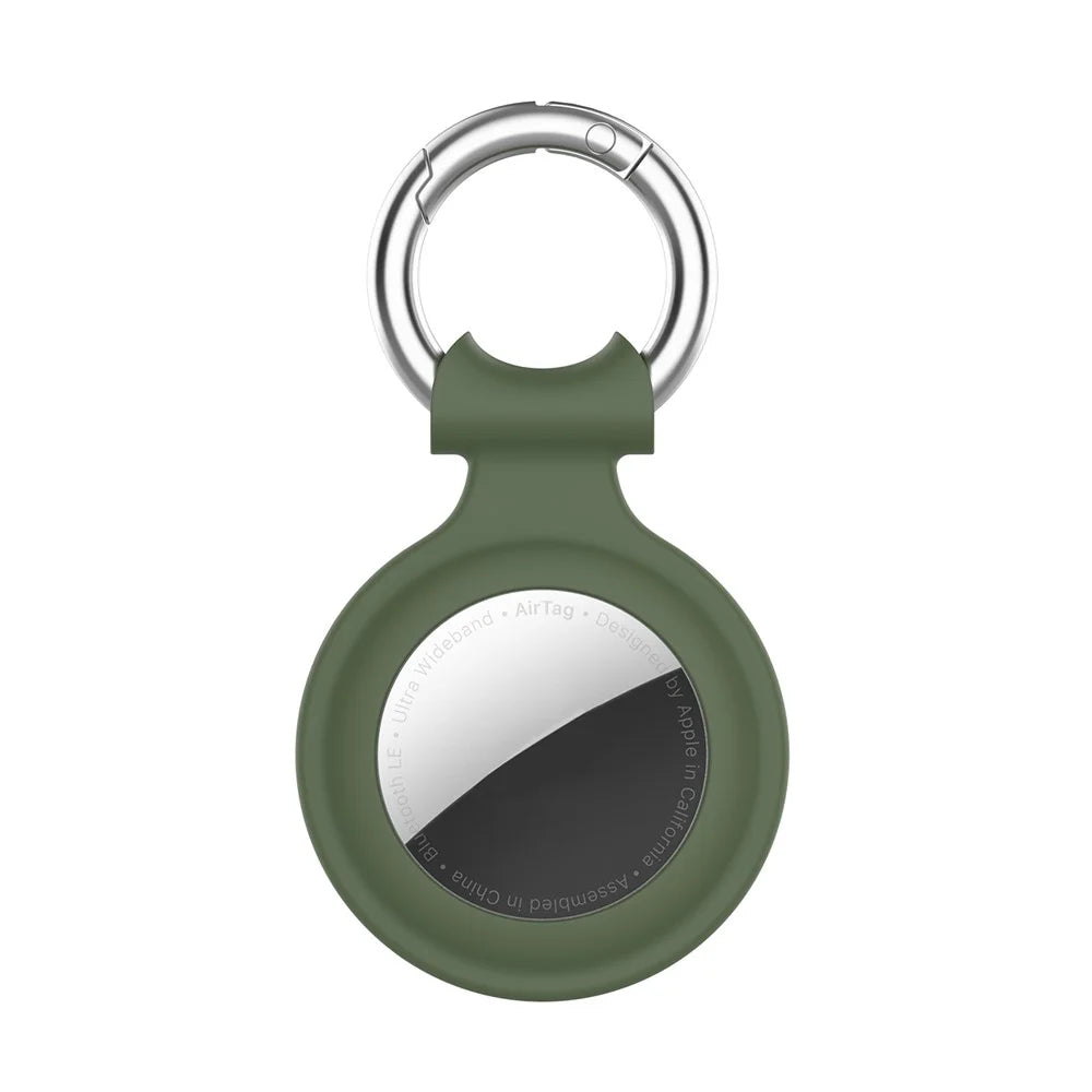 Love Heart Design Silicone Protective Case Cover with Spring Buckle for Apple AirTag Locator - Dark Green - 2